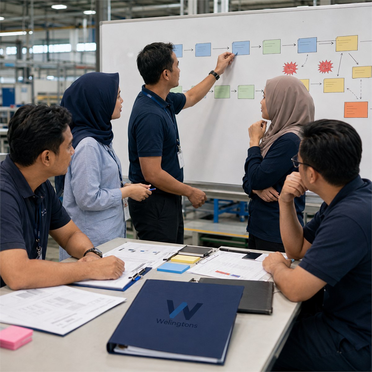 An operations team mapping process improvements in a Welingtons workshop