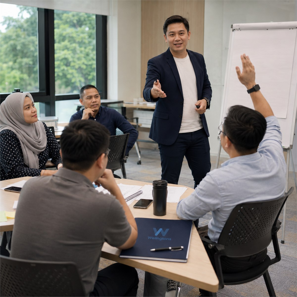 An in-house trainer leading an interactive Welingtons workshop